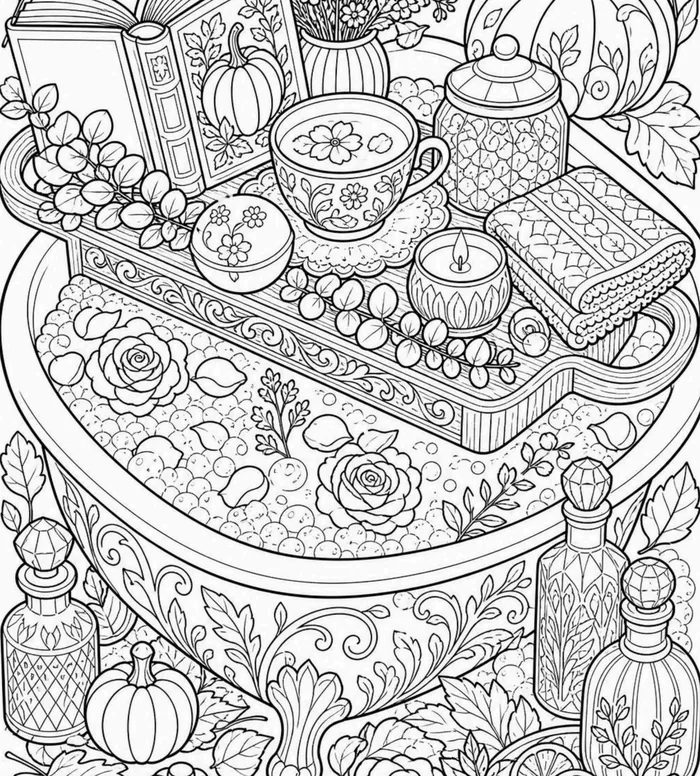 Bath Time coloring page: intricate close-up