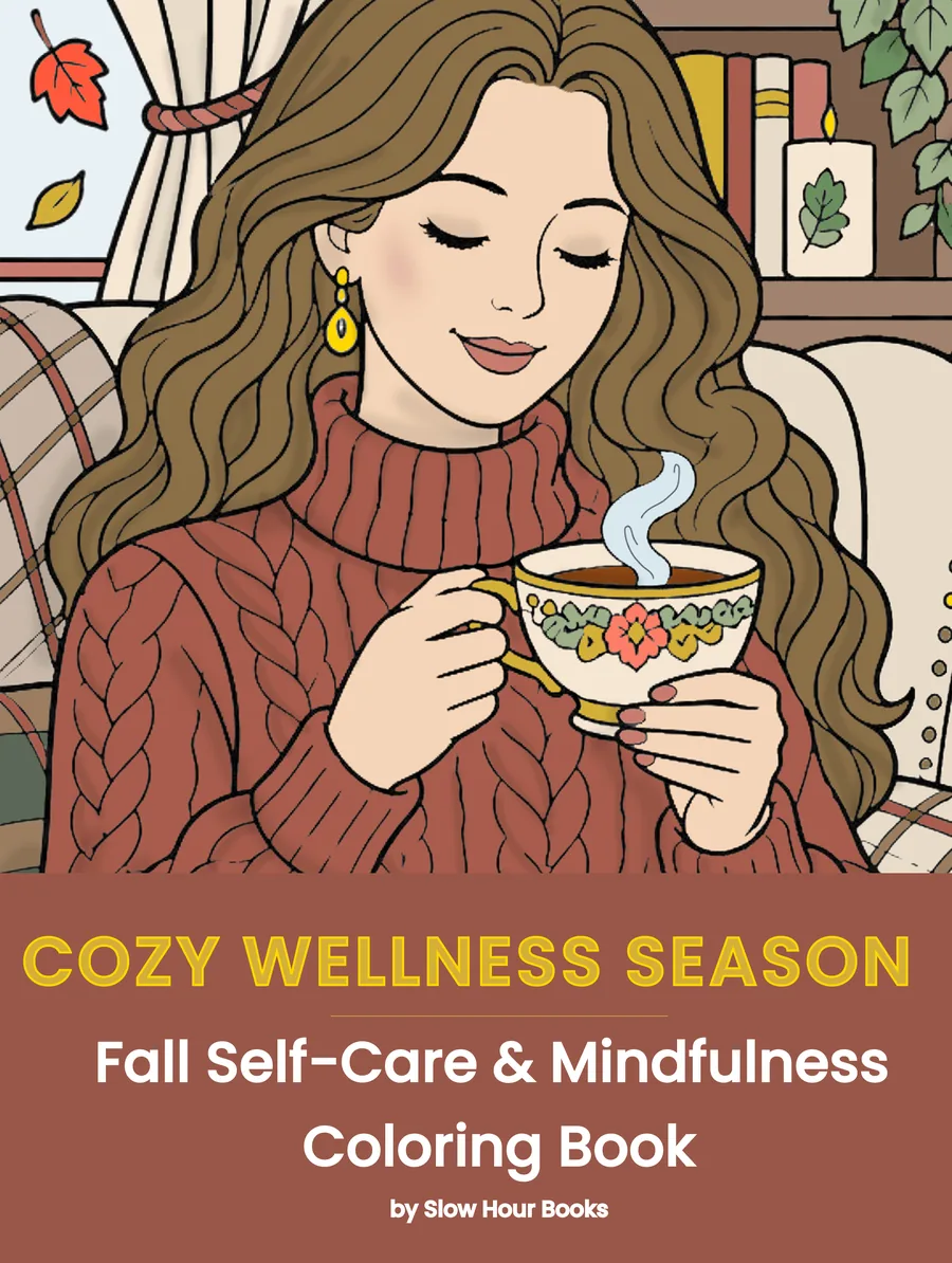 Cover of Cozy Wellness Season: a woman in a rust sweater holding a steaming teacup